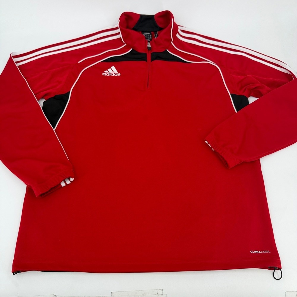 Adidas Climacool Mens XL Red Black 1/4 Zip Pullover Long Sleeve Training Top